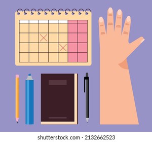 taking notes set six icons