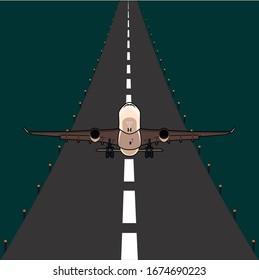 Taking off air plane from airport vector illustration, air plane template design
