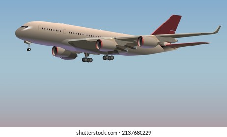 Taking off passenger liner. Vector.