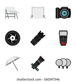 Taking photo icons set. Flat illustration of 9 taking photo vector icons for web