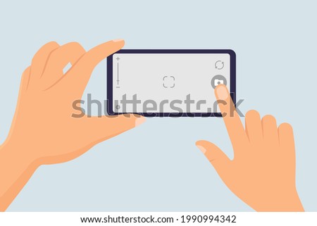 Similar – Image, Stock Photo Woman takes a picture on her mobile phone of domestic black and white cows grazing in a field in the Flanders region, Belgium