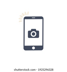 Taking photo on smart phone concept icon. photo concept design element. Vector illustration on white background . 