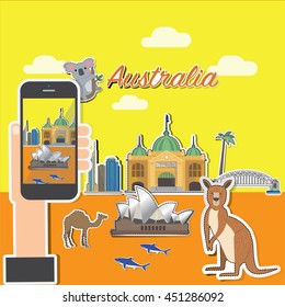 Taking photo on smart phone of Australia.