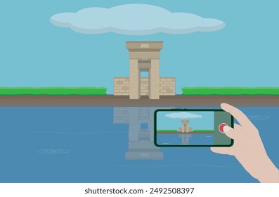 taking photo with smartphone of monument