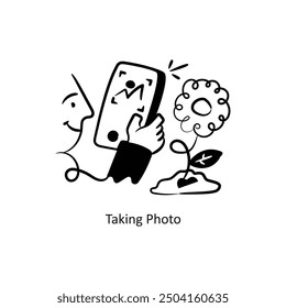 Taking Photo vector outline style Design Vector Stock illustration. 