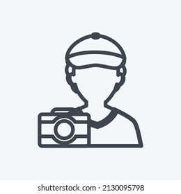 Taking picture Icon in trendy line style isolated on soft blue background