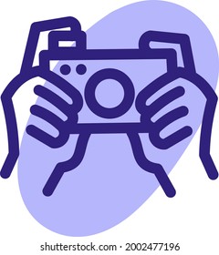 Taking a picture, illustration, vector on a white background.
