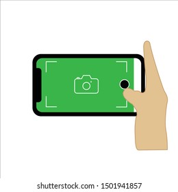 taking picture with smartphone vector.
