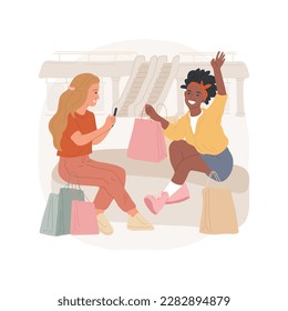 Taking pictures isolated cartoon vector illustration  Hanging out and friend  making selfie bench  shopping bag  stylish people  social media activity  shooting stories vector cartoon 