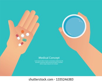taking the pills concept of medical vector illustration eps10