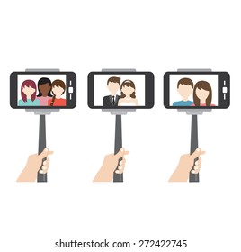 taking portrait using smart phone and monopod or selfie stick