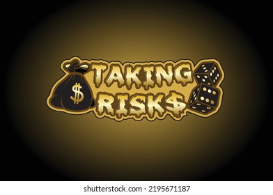 Taking risks, money bag dollar, dice Logo and icons Template vector illustration designs Vector Icon Symbol logo silhouette