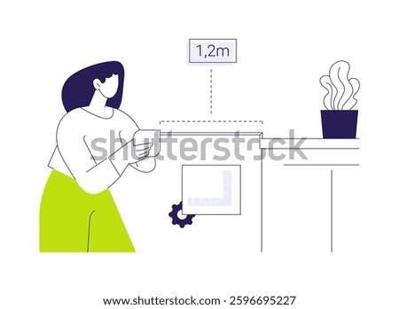Taking room measurements abstract concept vector illustration. Interior designer takes measurements in the room, apartment repair service, private house custom interior abstract metaphor.