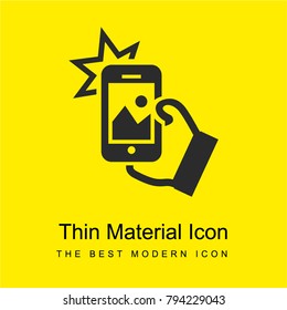 Taking a selfie bright yellow material minimal icon or logo design