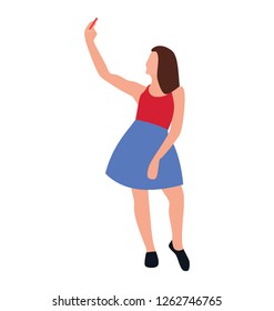 Taking selfie flat icon design 