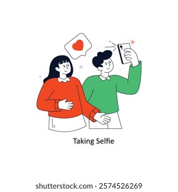 Taking Selfie Flat Style Design Vector illustration. Stock illustration