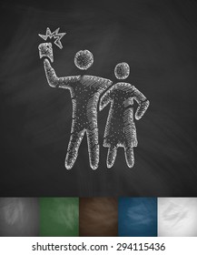 taking selfie icon. Hand drawn vector illustration. Chalkboard Design