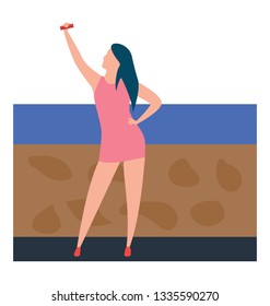 Taking selfie illustration vector 