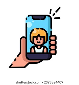 Ilustración del icono lineal de Selfie