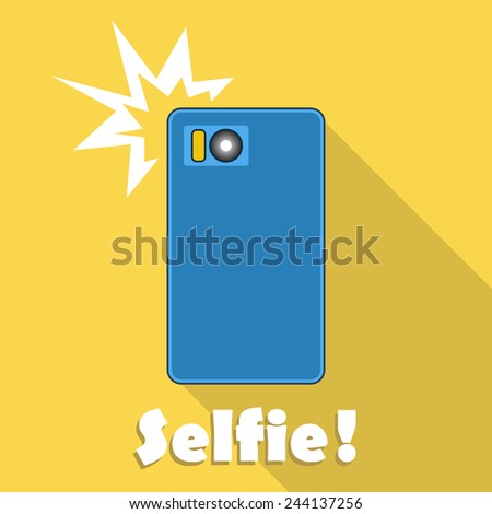 Taking selfie on smartphone. Mobile apps concept. Vector in flat design.