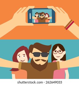 taking a selfie photo flat design