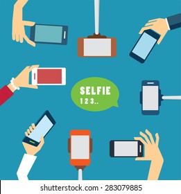 taking a selfie photo flat design