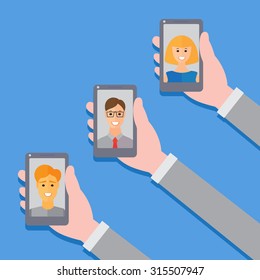 taking a selfie photo flat design