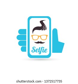 Taking Selfie Photo on Smart Phone concept icon isolated on white. vector illustration