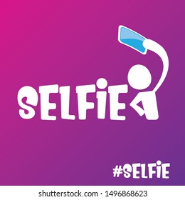 Taking Selfie Photo on Smart Phone concept icon isolated on violet  background. hand holding smartphone and taking selfie. vector hipster photographer icon