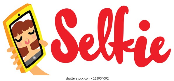 Taking Selfie Photo on Smart Phone with Selfie Type