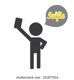 Taking Selfie Photo on Smart Phone concept on white background. vector illustration