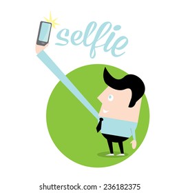 Taking Selfie Photo on Smart Phone concept icon set. vector illustration