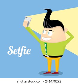 Taking Selfie Photo on Smart Phone concept icon set. vector illustration