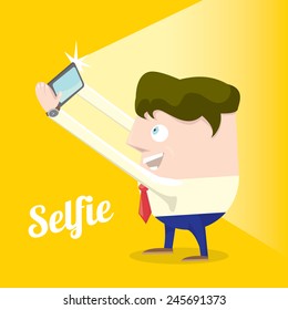 Taking Selfie Photo on Smart Phone concept icon set. vector illustration