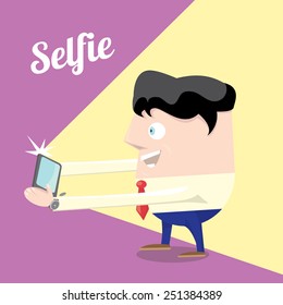 Taking Selfie Photo on Smart Phone concept icon set. vector illustration