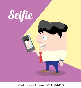 Taking Selfie Photo on Smart Phone concept icon set. vector illustration