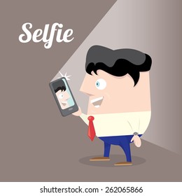 Taking Selfie Photo on Smart Phone concept icon set. vector illustration