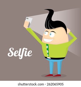 Taking Selfie Photo on Smart Phone concept icon set. vector illustration