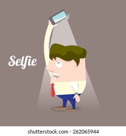 Taking Selfie Photo on Smart Phone concept icon set. vector illustration