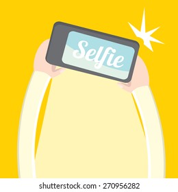 Taking Selfie Photo on Smart Phone concept icon set. vector illustration