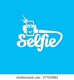 Taking Selfie Photo on Smart Phone concept icon . vector illustration