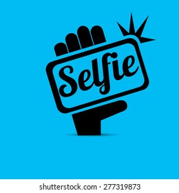 Taking Selfie Photo On Smart Phone Concept Icon . Vector Illustration