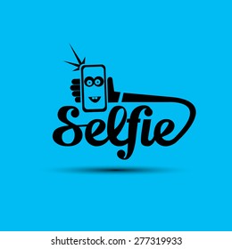 Taking Selfie Photo on Smart Phone concept icon . vector illustration