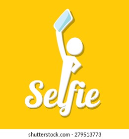Taking Selfie Photo on Smart Phone concept icon . vector illustration