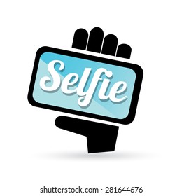 Taking Selfie Photo on Smart Phone concept icon set. vector illustration