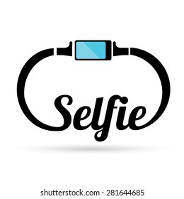 Taking Selfie Photo on Smart Phone concept icon set. vector illustration