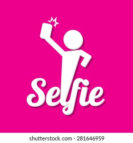 Taking Selfie Photo on Smart Phone concept icon set. vector illustration