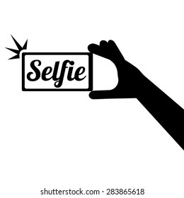 Taking Selfie Photo on Smart Phone concept icon set. vector illustration