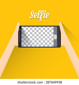 Taking Selfie Photo on Smart Phone concept. vector illustration