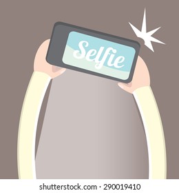 Taking Selfie Photo on Smart Phone concept icon . vector illustration